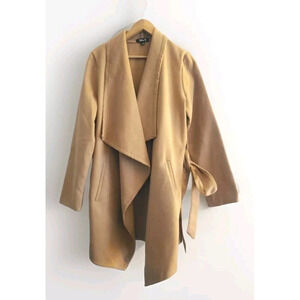 36.5  Jacket Women's Medium Tan Long  Belted Collared Pockets